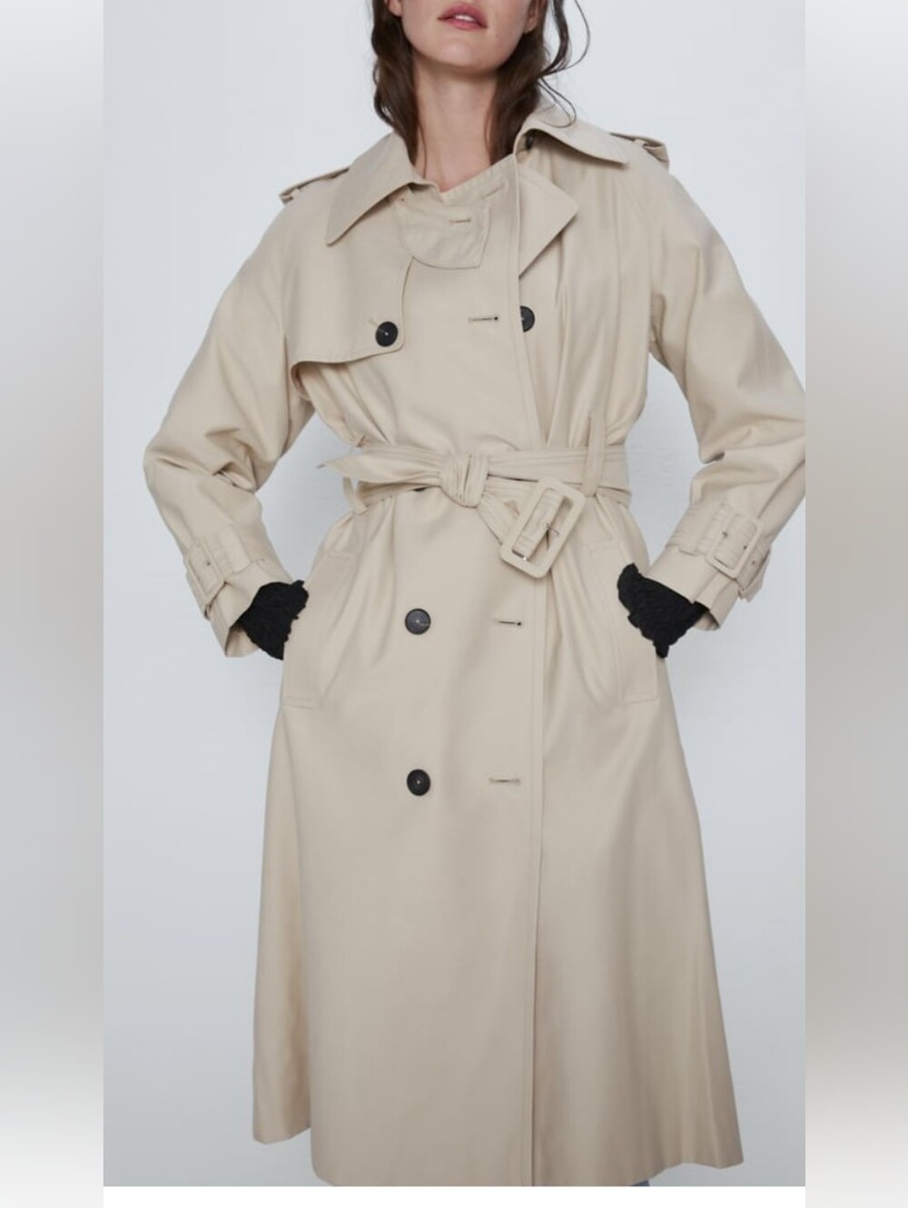 Zara Classic Beige Trench Coat with Belt(XS)